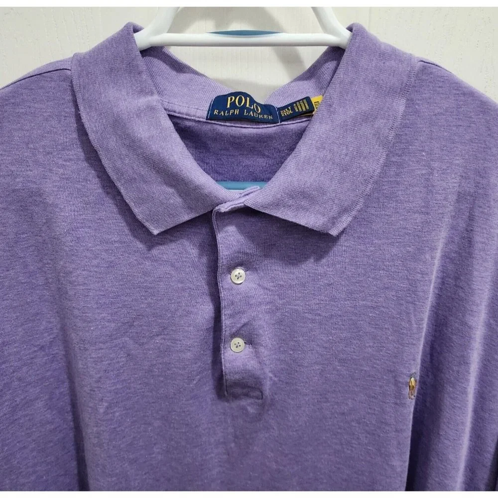 Polo Ralph Lauren Purple Short Sleeve‎ Polo Shirt Size 2XLT Flesh Pony Cotton
